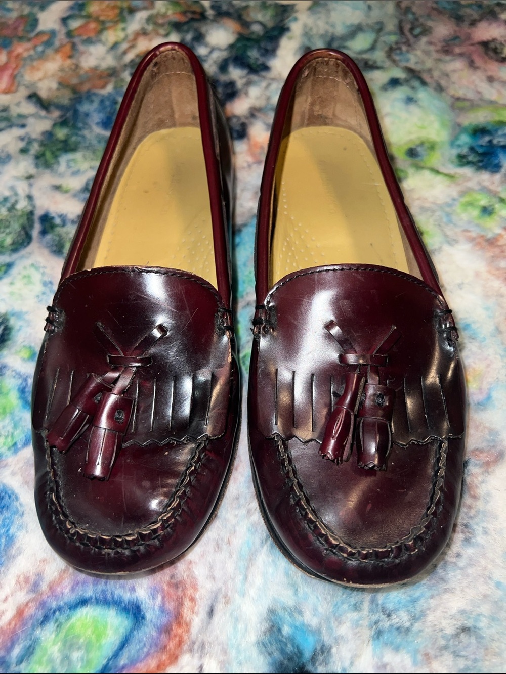 Classic Women’s GH Bass Tassel Loafers in Wine Red Sz 7.5